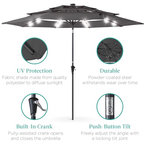 10ft 3 Tier Solar Patio Umbrella