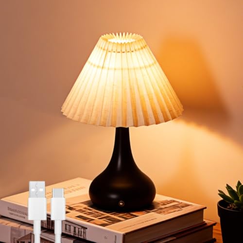 Pleated Cordless Table Lamp