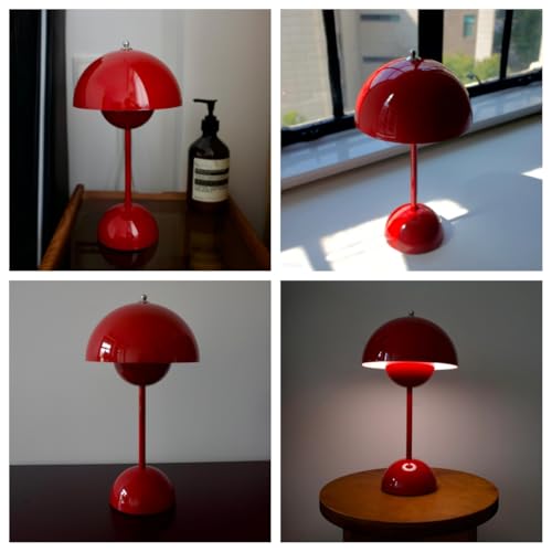 Modern Flower Bud Lamp 12" Cordless Touch Lamp Dimmable 2600mAh Rechargeable Desk Lamp Nordic Minimalist Mushroom Lamp Nightstand Bedside Lamp for Bedroom Living Room