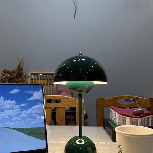 Modern Flower Bud Lamp 12" Cordless Touch Lamp Dimmable 2600mAh Rechargeable Desk Lamp Nordic Minimalist Mushroom Lamp Nightstand Bedside Lamp for Bedroom Living Room