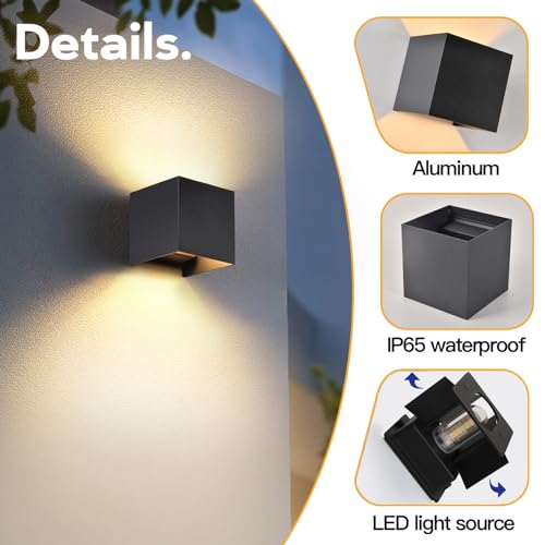 2 Pcs Outdoor Wall Lights Exterior (2 Count)