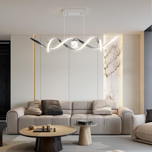 LED Modern Chandeliers 39inch Dimmable Chrome Kitchen Pendant Light