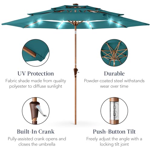 10ft 3 Tier Solar Patio Market Umbrella
