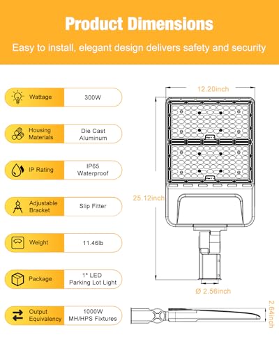 LED Parking Lot Light 300W 42000LM 5000K (2 Count)