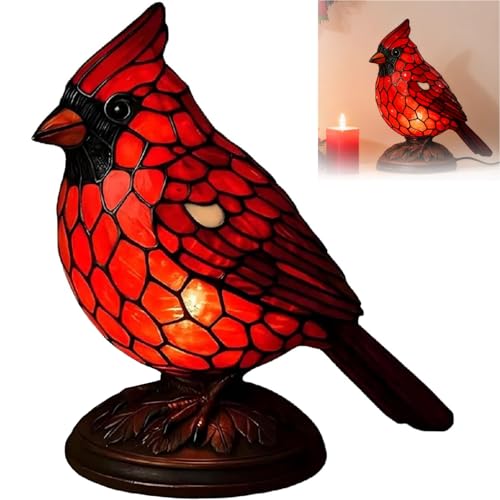 Cardinal Lamp Stained Glass
