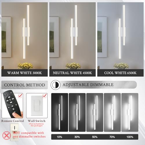 LED Wall Sconce Silver Modern Remote Wall Light Fixtures for Living Room