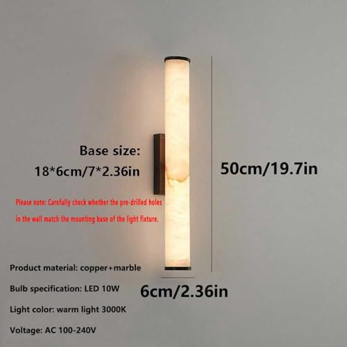 Spanish Natural Marble Wall Sconces Strip Alabaster Wall Lighting All Copper Indoor Nordic Sconce Wall Lamps for Bedroom Staircase Living Room Corridor