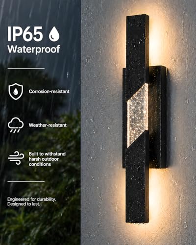 2 Pack Modern LED Outdoor Wall Sconce (Black / 23.62 inch, 2 Pack)