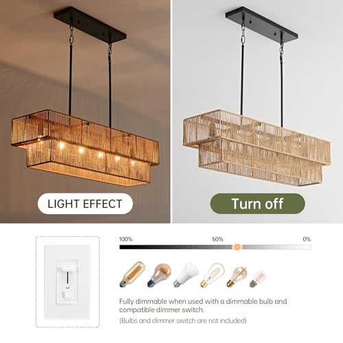 34" Rattan Chandelier