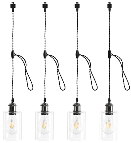 H Type Track Lighting Pendants with Glass (4 Count)