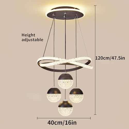 Modern LED Chandeliers, Dimmable 3-Color Kitchen Island Pendant Light for Dining Room, Bedroom, Living Room, Contemporary Hanging Ceiling Light, Linear Island Lamp