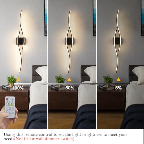 Hardwired Modern Wall Sconce Set of Two with Remote Control (2 Count)