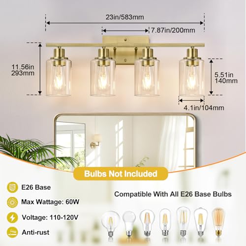 4 Light Bathroom Light Fixtures (4 Count)