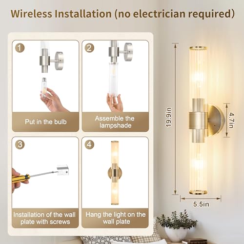 Sand Nickel Battery Operated Wall Sconces Set of Two (2 Count)