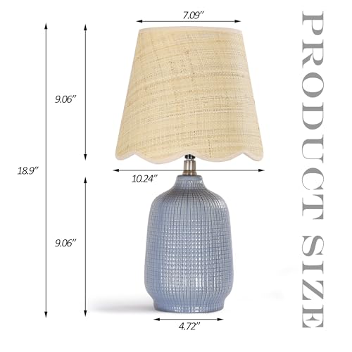 Set of 2 19" Modern Ceramic Table Lamp for Living Room Gray Blue Base Desk Lamps for Bedroom Farmhouse Bedside Nightstand Lamp End Table Lamps (2 Count)