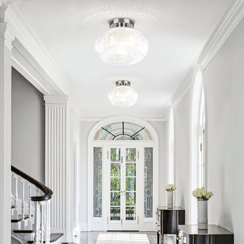 11 Inch Globe Glass Semi Flush Mount Ceiling Light Fixture