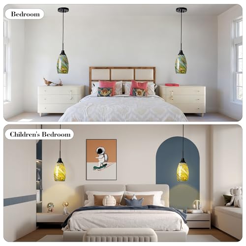 Mini Glass Pendant Light 4.72" Colorful Oval Pendant Lights
