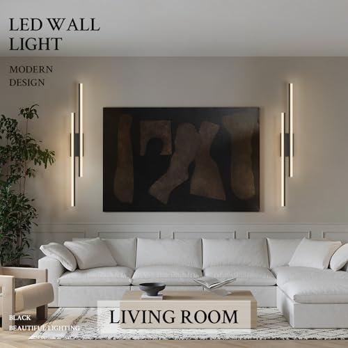 LED Wall Sconce Black Modern Remote Wall Light Fixtures for Living Room
