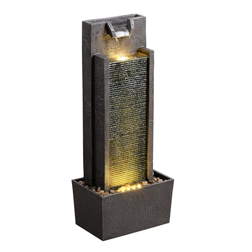 32 Inch Modern Straight Panel Water Fountain with LED Light