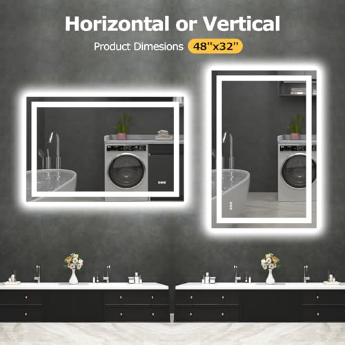 48"X32" LED Bathroom Mirror with Lights