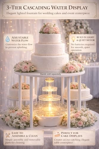 12.5" Lighted Wedding Cake Water Fountain