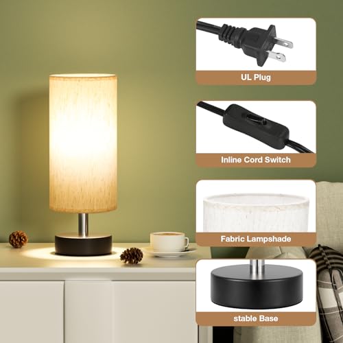 Table Lamps Set of 2（Cream Shade (2 Count)