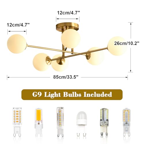 Modern Globe Sputnik Flush Mount Ceiling Light Mid Century 6