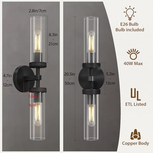 Black Bathroom Vanity Wall Sconces 2 (2 Count)