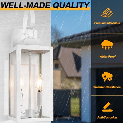 19" White Large Outdoor Wall Lantern 2