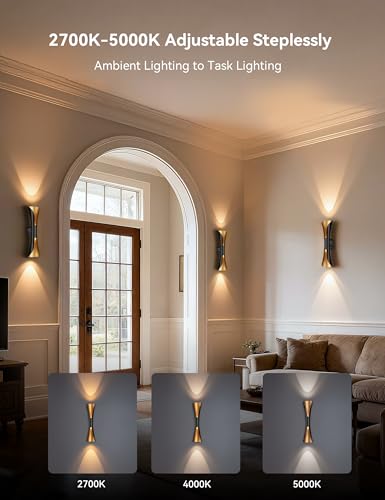 Battery Wall Sconces Set of Two with Remote Art Deco Cordless Light (2 Count)