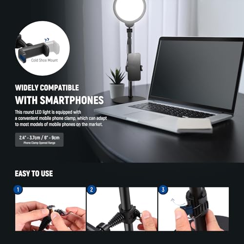 Basics 7" Desk Ring Light for Video Recording