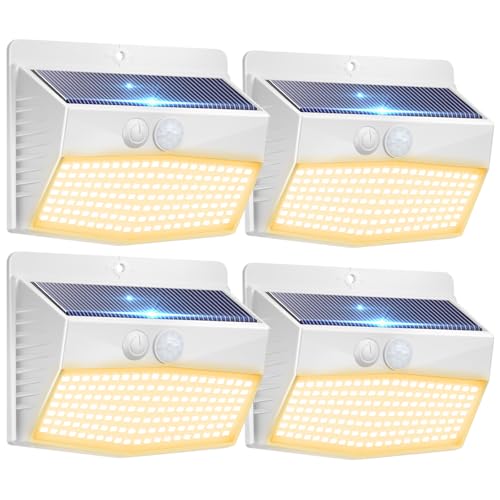 4 Pack Solar Motion Sensor Lights Outdoor Waterproof with 3 Modes (4 Count)