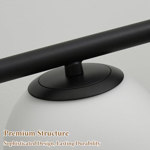 27" Mid Century Modern White Globe Black LED Bathroom Vanity Light
