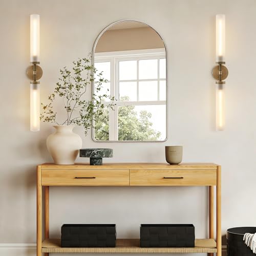 30" 2 Lights Hardwired Frosted Glass Bathroom Wall Sconces