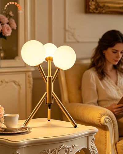 Globe Modern Table Lamp for Bedroom Dimmable Round Ball Lamp