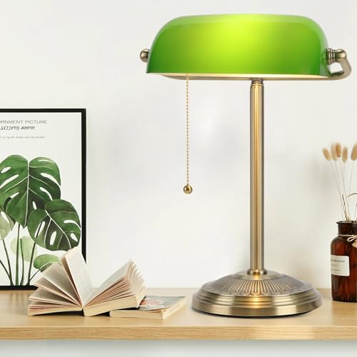 Bankers Lamp Brass Finish with Pull Switch