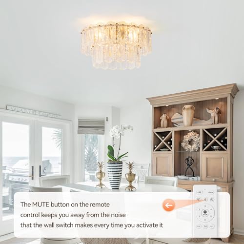 Crystal Caged Ceiling Fan with Light Flush Mount (20inch Gold Crystal Caged Ceiling Fan with Light)