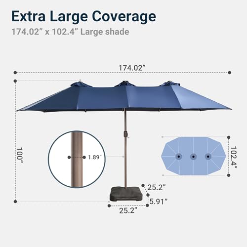 15 Ft Umbrella Outdoor Patio Solar Lights With Base