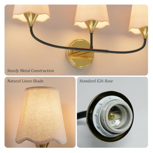 Black Gold Bathroom Light Fixtures Over Mirror (Black Gold / 3 Light)