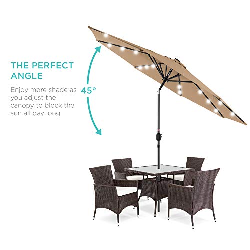 10ft Solar Polyester LED Lighted Patio Umbrella w (10 Feet)