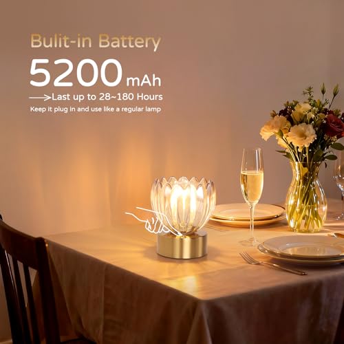 Cordless Small Table Lamp with 5200mAh Battery & Touch Control