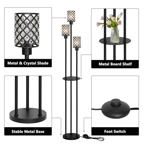 Gold Floor Lamps for Living Room (Black)
