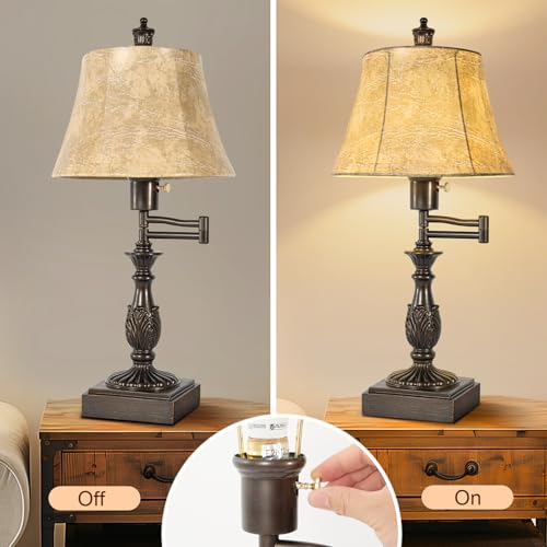 Swing Arm Table Lamp Set of 2 with USB Ports for Living Room (2 Count)