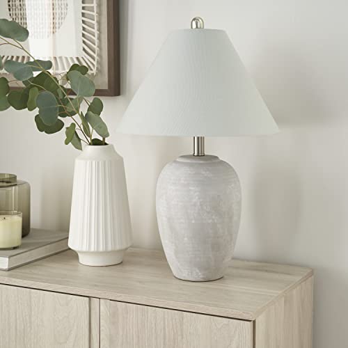 Home 23" Grey Vintage Distressed Ceramic Pot Table Lamp for Bedroom
