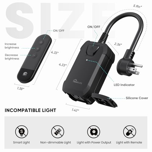 Dimmer Plug with 100FT Wireless Remote Control
