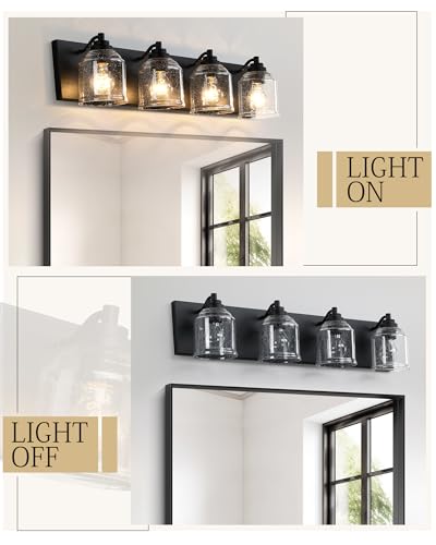 32" 4 Light Farmhouse Bathroom Vanity Light with Bubble Glass (4 Count)