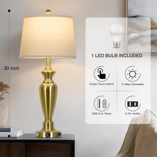 Gold Table Lamp for Living Room Single