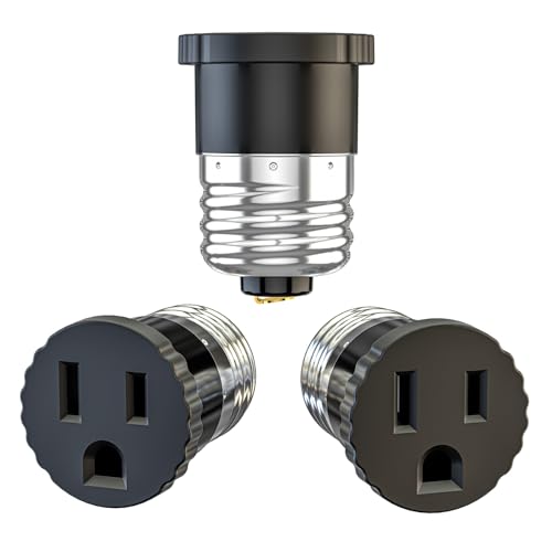 3 Pack Light Socket to Plug Adapter