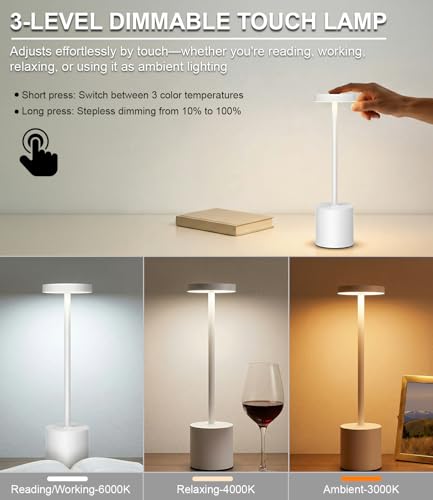 White Rechargeable Cordless Table Lamps Set (2 Count)