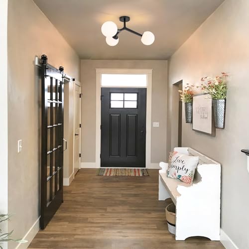 3 Light Modern Sputnik Black Semi Flush Mount Ceiling Light Fixture